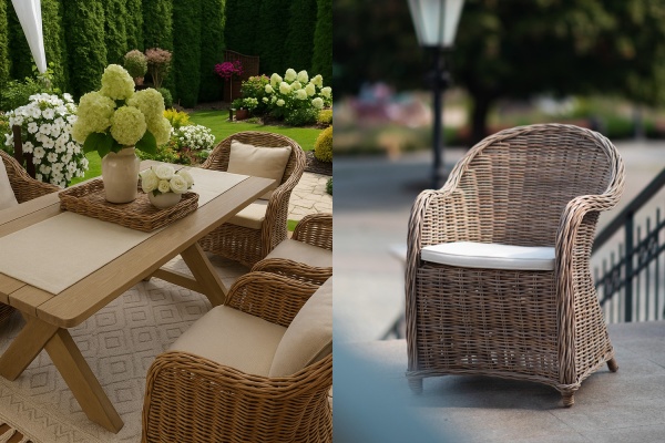 Rattansessel im Cottage-Stil