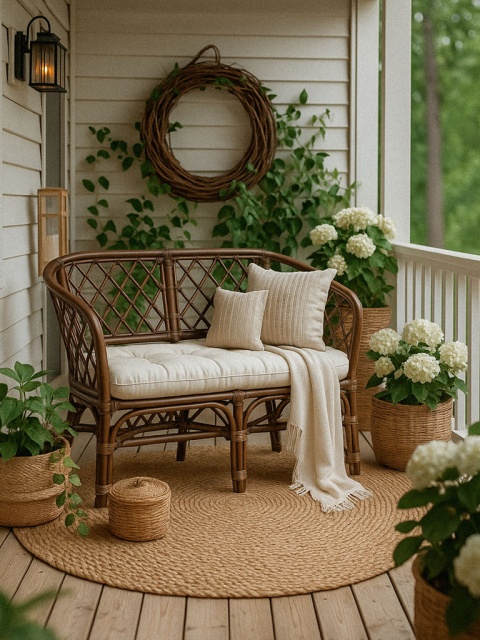 Natürliche Rattan-Sofa