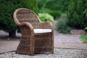 Fotel rattanowy, brąz, naturalny, do domu i ogrodu - Rosto