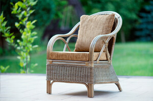 Fotel rattanowy, naturalny, ręcznie pleciony, do sypialni i ogrodu