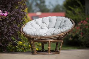 Okrągły fotel rattanowy, naturalny, brąz, do domu i ogrodu - Azeeru