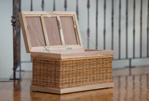 Orientalna skrzynia z drewna oraz wikliny - kufer naturalny m46s