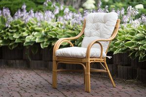 Fotel rattanowy, miodowy brąz, naturalny, do domu i ogrodu