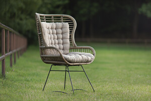 Fotel rattanowy na metalowych nogach, naturalny, do domu i ogrodu