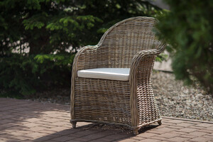 Fotel rattanowy, naturalny rustykalny - Rosto - ciepła szarość  