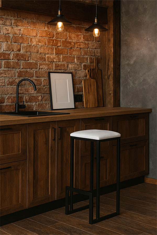 čierna kovová barová stolička kuchyňa