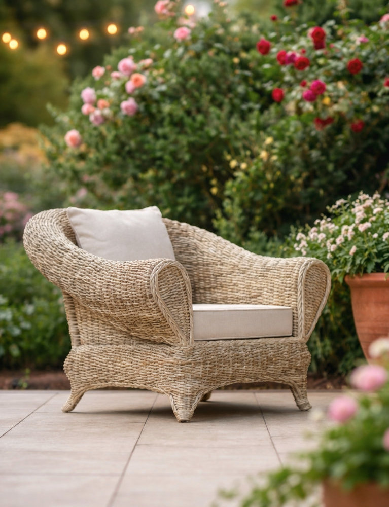 jasny fotel rattanowy naturalny