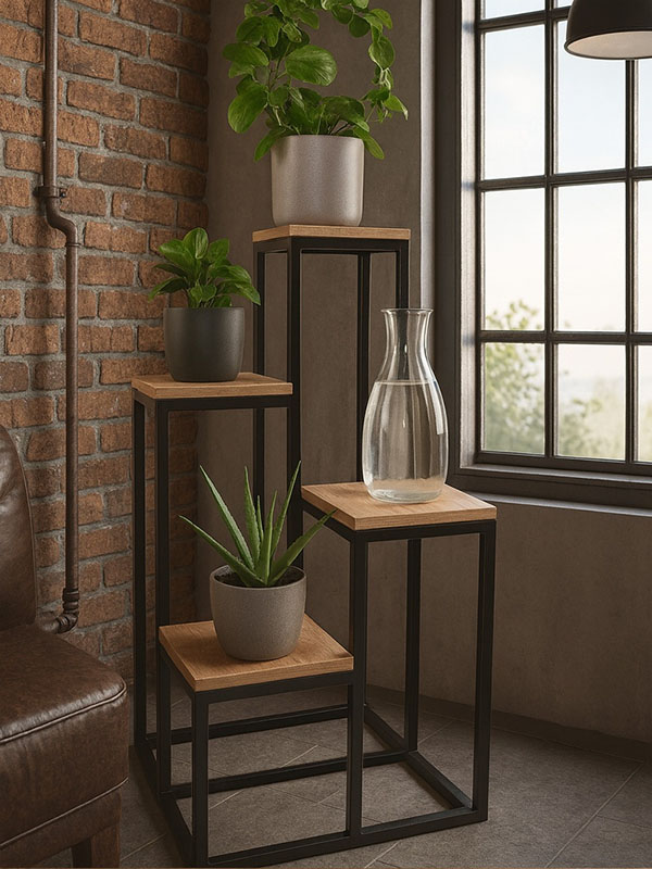 kovový kvetináč loft 4 police