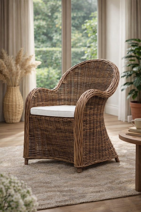 natürlicher brauner Rattansessel