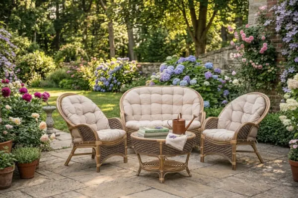 Möbel aus natürlichem Rattan mit Sofa, für Wohnzimmer und Garten