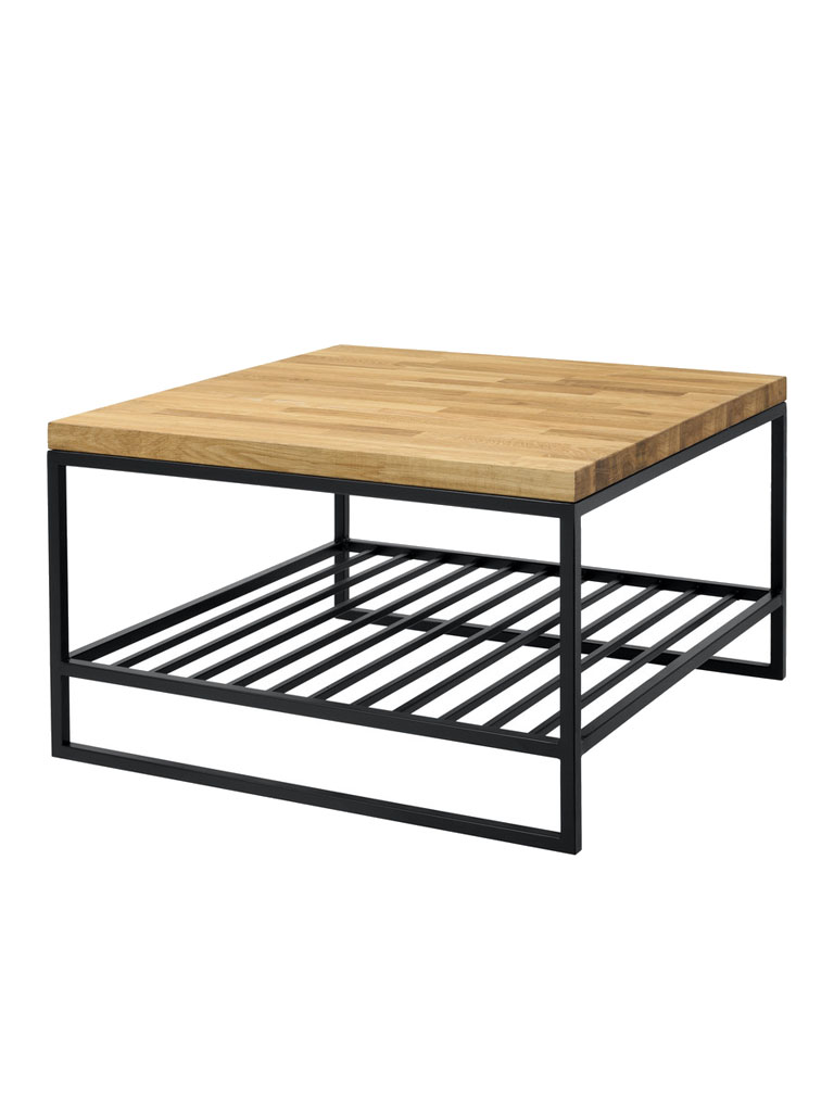 Loft-Couchtisch mit dicker Holzplatte