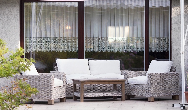 Zestaw rattanowy bielony