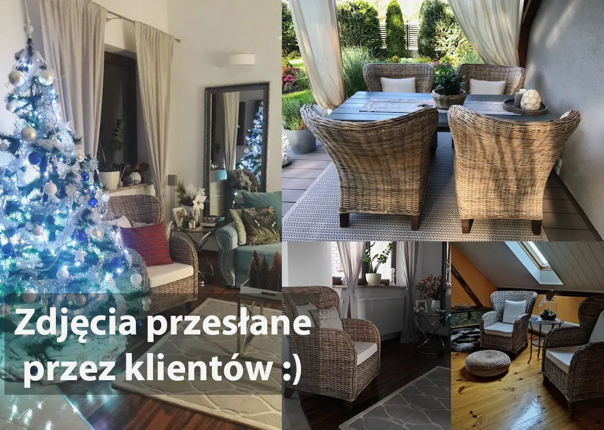 Fotel z rattanu naturalnego duży dom ogród