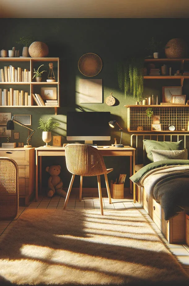 Izba so zelenými stenami