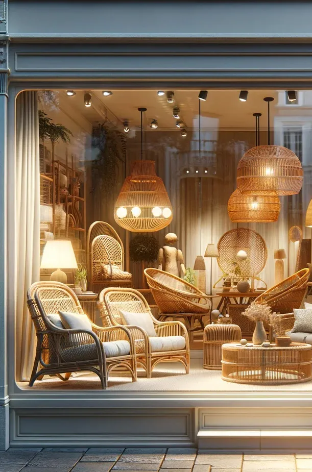 Rattanmöbel Geschäft Schaufenster