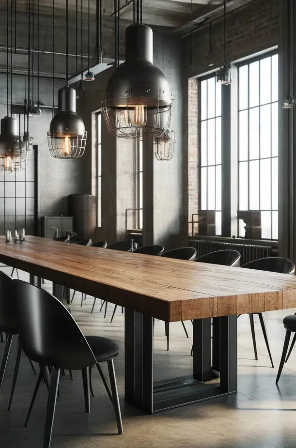 Tisch mit dickem Massivholz-Top