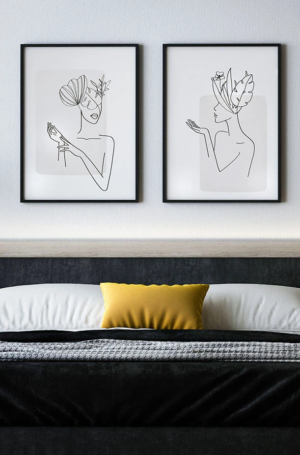 Žltý vankúš v spálni, žlté doplnky