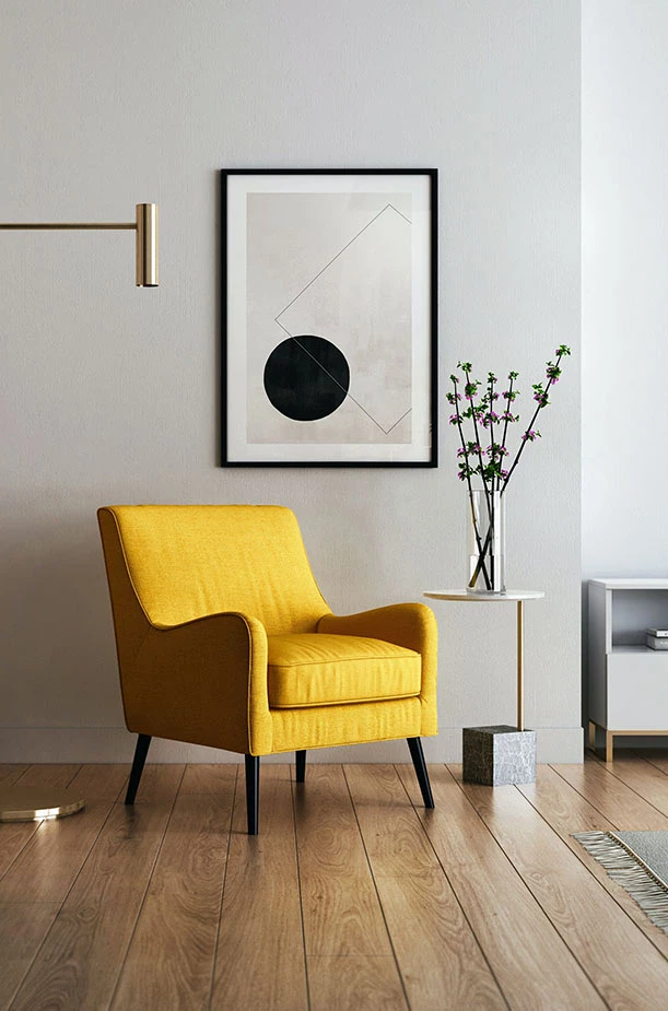 žlté kreslo do domu a bytu